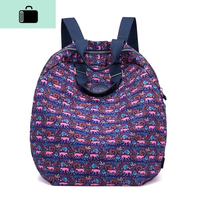 女式双肩背包牛津布旅行便携式轻便双肩包女防水大容量印花旅游包NEW LAKE 丛林长尾猴