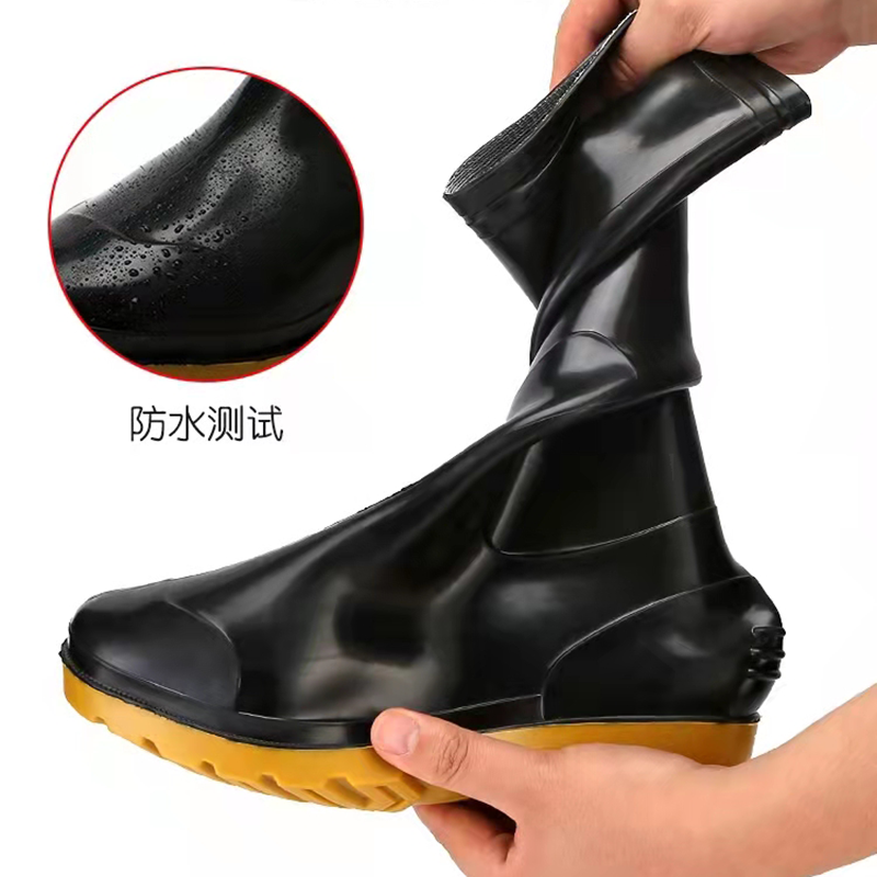 惠铁劳保雨鞋加厚牛筋底雨靴 高筒 双高清大图