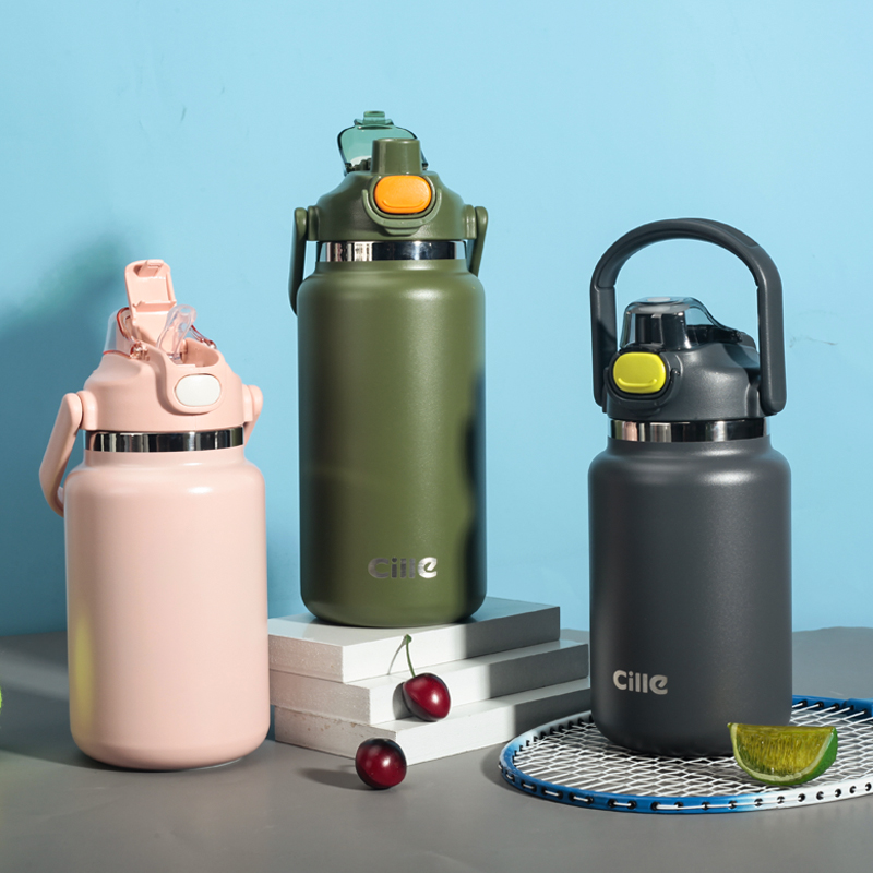 希乐（cille）大容量保温杯男女士316不锈钢杯子便携户外旅行运动车载吸管杯子高清大图