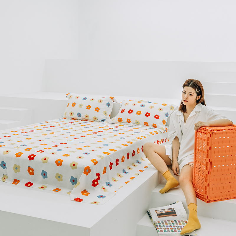 美帮汇家纺单/双人全棉床单学生宿舍单件全棉1.5/1.8米花之粉梦Y 花之粉梦床单 0.9米床230cm*120cm