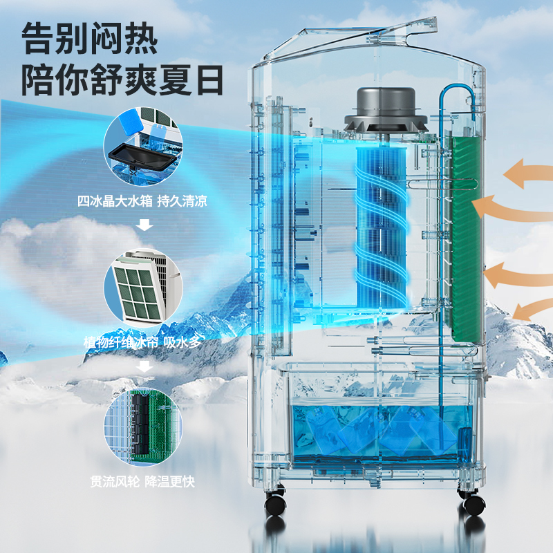 苏宁宜品空调扇制冷风扇家用水冷风机冷气扇制冷器移动空调-机械单冷高清大图