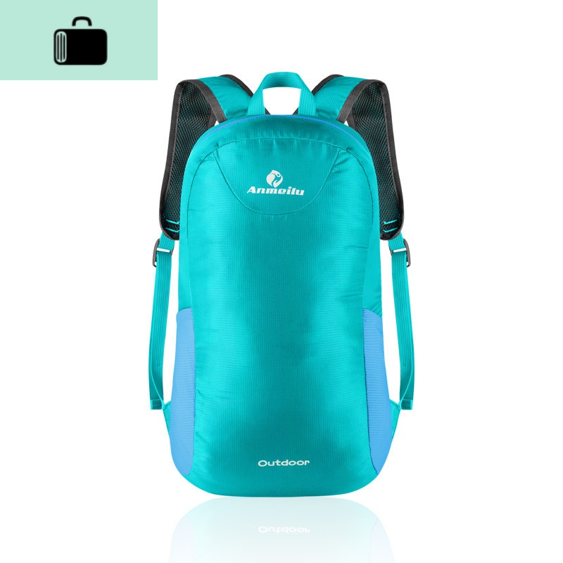 防水旅行折叠背包户外包运动休闲徒步双肩包户外轻便皮肤包NEWLAKE 1028背包湖绿色约15升