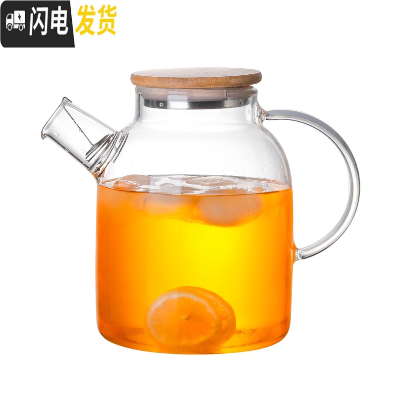 三维工匠家用大容量耐热玻璃茶壶加厚防爆冷水壶凉水杯果汁壶 1000玻璃盖款高清大图