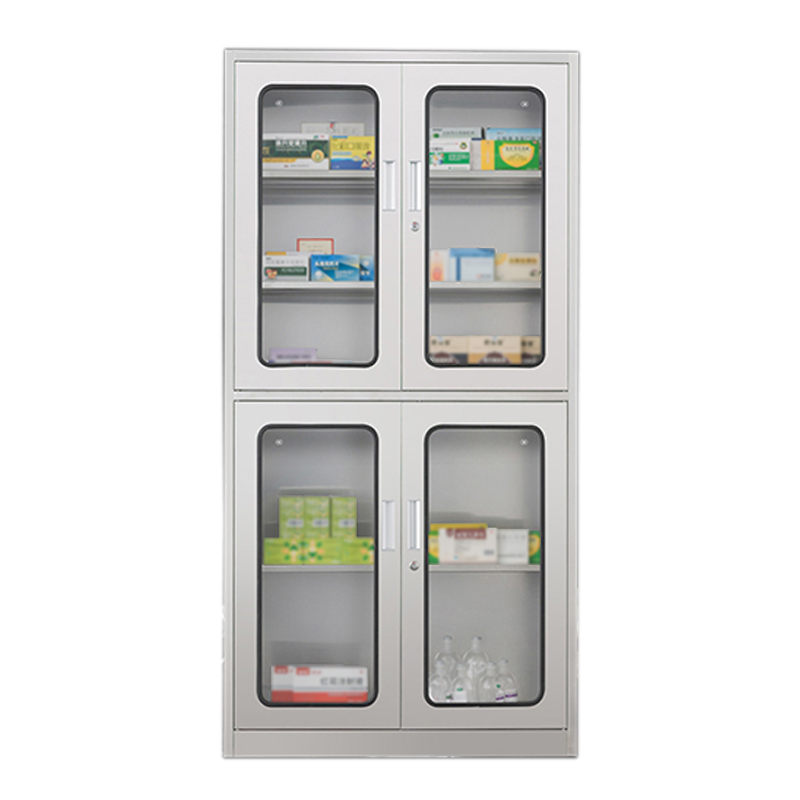 凤凰泾不锈钢柜子储物柜资料柜档案柜带锁文件柜201上下玻文件柜高清大图