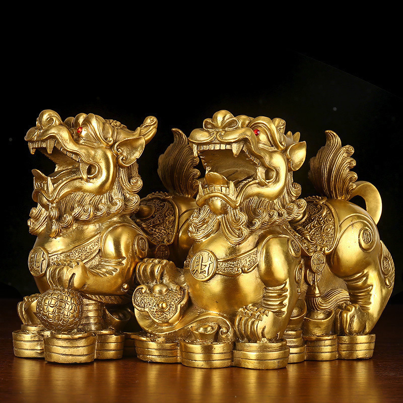 美帮汇铜貔貅摆件大号一对铜貔貅家居办公室桌装饰工艺品高清大图