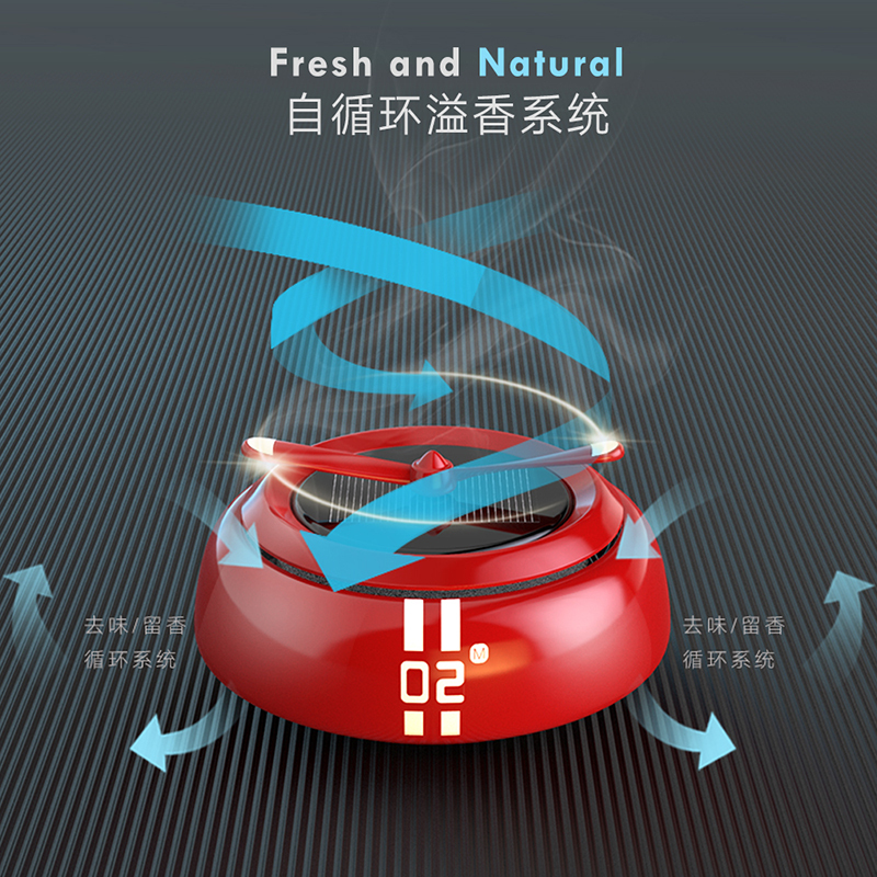 博利良品 汽车香水 车载香水座车用固体香薰 太阳能旋转车内除异味香膏饰品摆件 空战二号M款宝石红