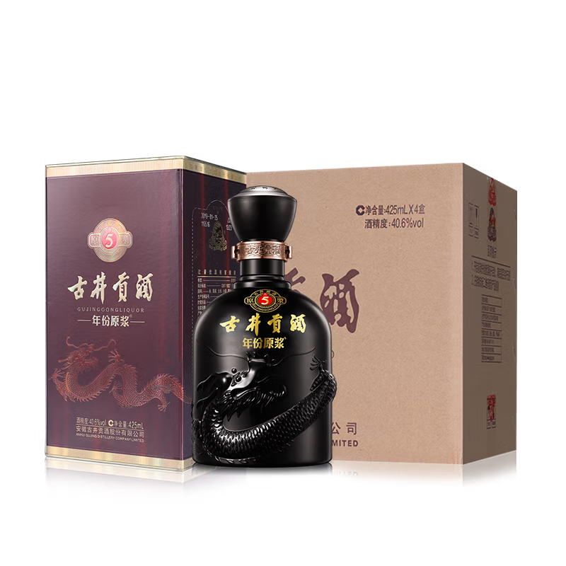 古井贡酒 年份原浆古5 40.6度425ml*4瓶整箱装 浓香型白酒