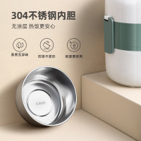 LOTOR浣熊电热饭盒自热插电保温热饭器蒸饭器上班族带饭神器办公室蒸煮可加热饭盒 海盐绿餐具款 2L