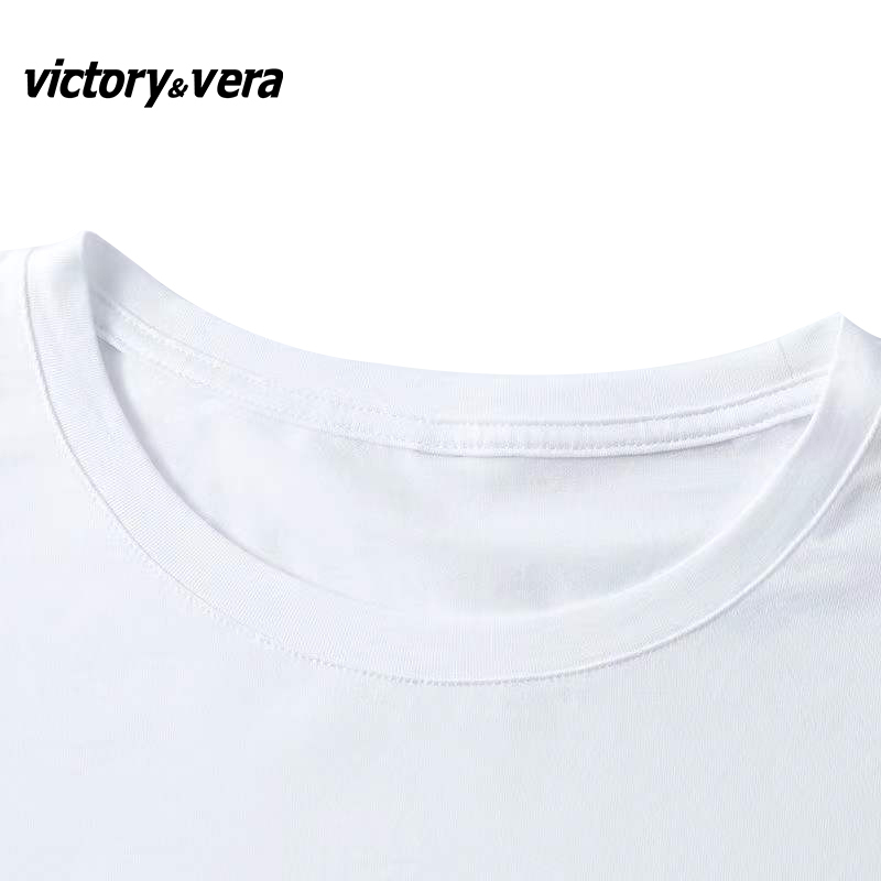 Victory&vere周雨彤同款短袖t恤女2022网红韩版宽松设计感上衣ins