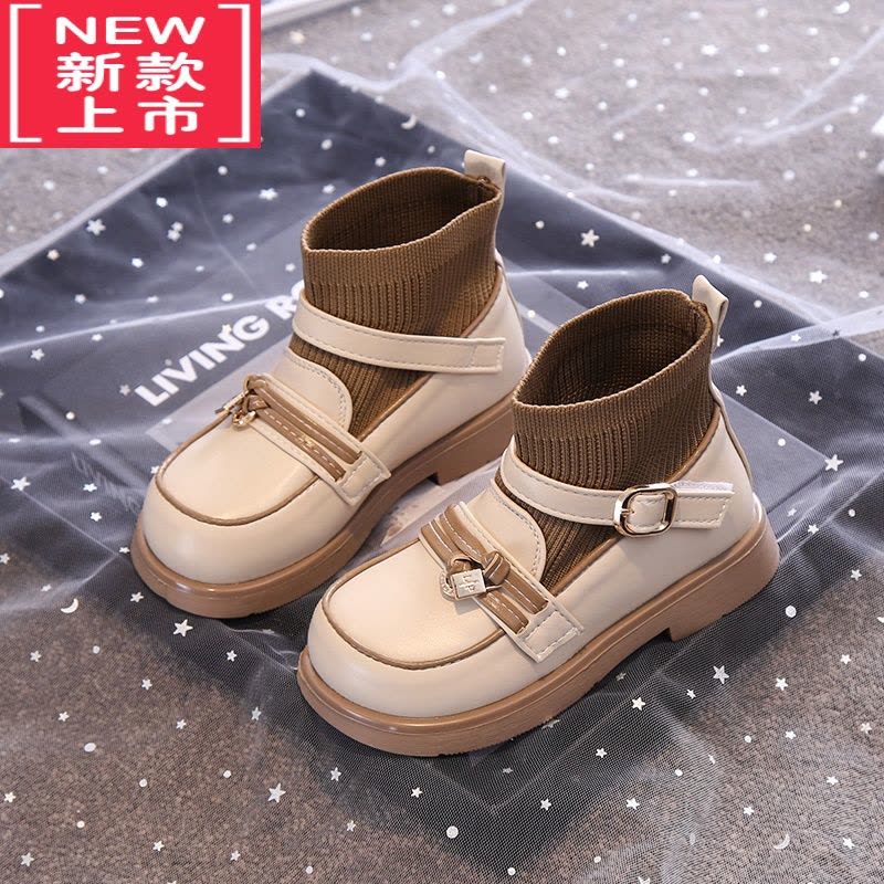 可莉允儿童靴秋冬季加绒女童鞋子保暖棉鞋2022新款二棉靴女童马丁靴袜靴图片