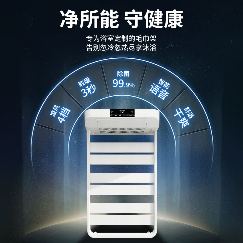 先锋毛巾架舒适加热易清洁可置物白色ZY-HN2395RB-22R高清大图