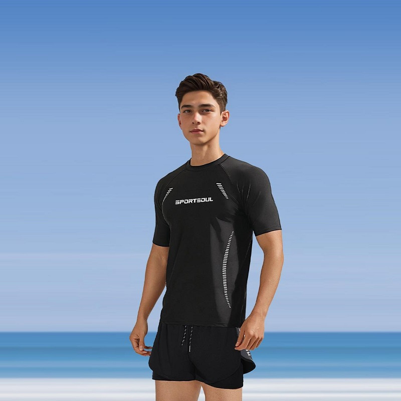 Sportsoul 男士 黑色双层泳裤 3XL