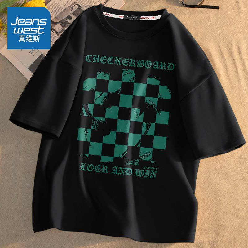 真维斯短袖男oversize大码宽松男装夏季新款潮牌加肥加大纯棉t恤图片