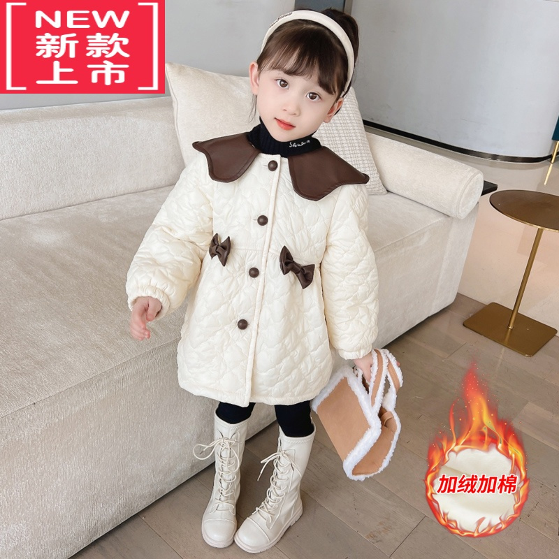 可莉允女童外套秋冬装2022新款韩系小女孩加厚加绒棉服女宝宝时髦棉袄潮