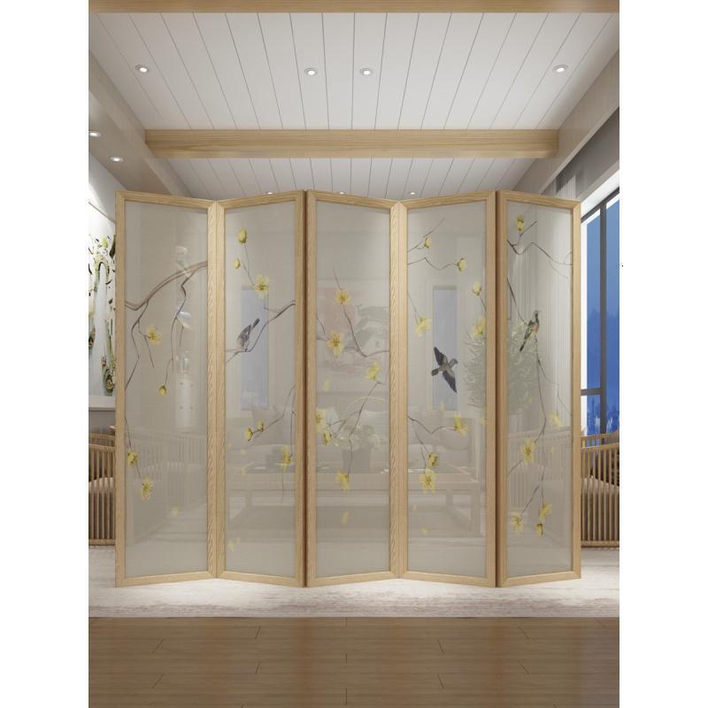 BONJEAN新中式屏风隔断客厅卧室酒店办公室简约现代折叠移动实木布艺折屏高清大图