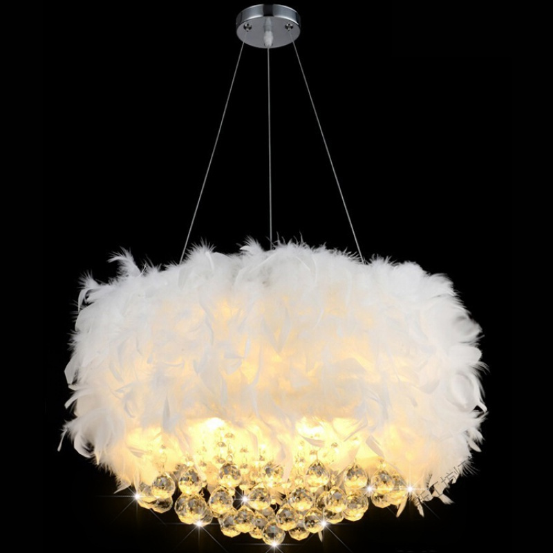 苏宁放心购网红led羽毛水晶吊灯个性创意羽毛吊灯婚房装饰卧室服装店