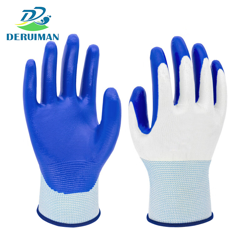 DERUIMAN浸胶劳保手套浸胶耐油防水工地耐磨挂胶防护手套高清大图
