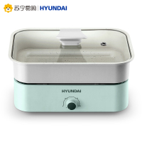 韩国现代(HYUNDAI)电热火锅多功能料理锅1.2L家用早餐电烧烤肉锅网红分体电煮锅QC-HG1337 青薄荷 标配