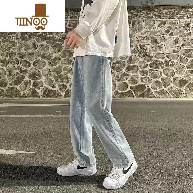YANXU美式高街牛仔裤男宽松阔腿裤男士春季新款港风ins潮牌直牌士腿款高清大图