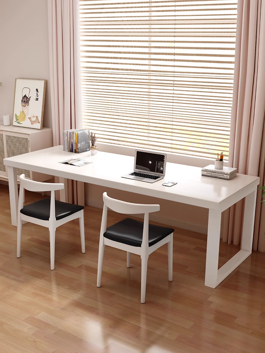 景山百岁 双人书桌学习桌子家用学生实木办公桌现代简约工作台靠窗电脑桌椅高清大图