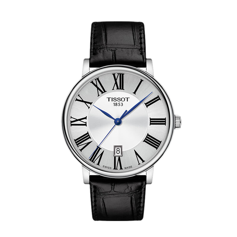 天梭(TISSOT)瑞士手表 卡森臻我系列腕表 皮带石英男表T122.410.16.033.00
