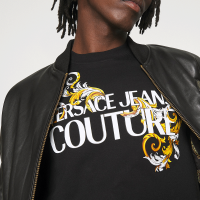 versace jeans couture范思哲男女同款黑色微标饰仿皮飞行员夹克外套E71GAVP06-ECP001