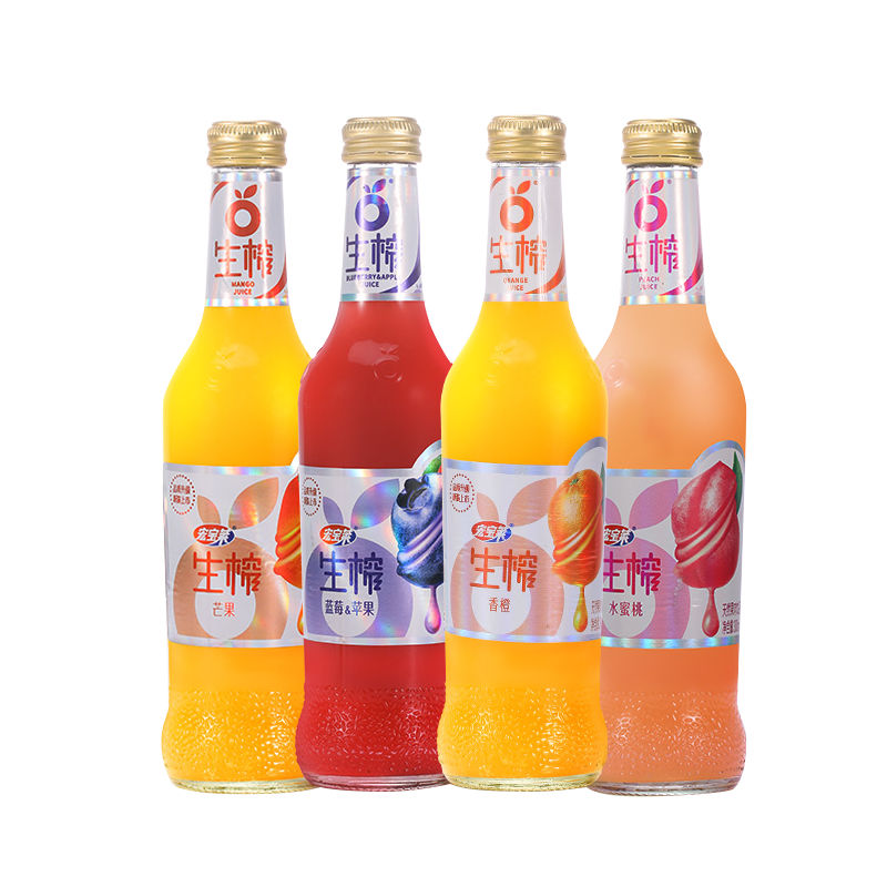 宏宝莱生榨果汁12瓶整箱混合装蓝莓香橙水蜜桃芒果汁东北饮料视频