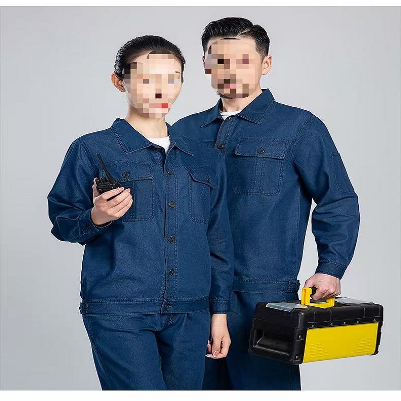 路安保牛仔工作服夏季薄款可定制套高清大图