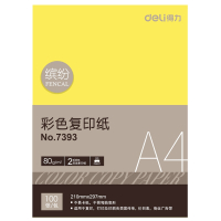 得力 （deli）7393 A4深黄色复印纸80g 100张/包 文具