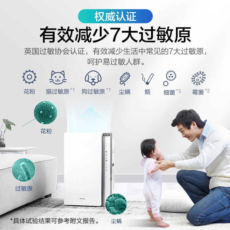 松下(Panasonic)空气消毒机净化器家用 除细菌除甲醛除PM2.5雾霾加湿 数显经典款F-VJL75C2高清大图