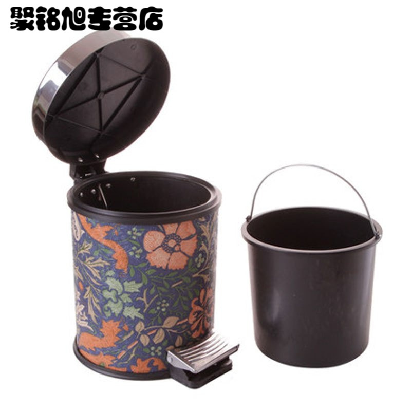 欧式创意英伦兰花脚踏垃圾桶家用厨房卫生间客厅大号垃圾筒多款多色多功能家用垃圾收纳筒清洁用品清洁工具