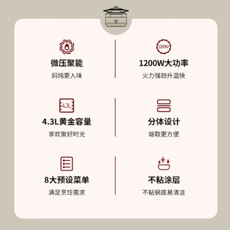 勃曼多功能料理锅BM-181家用大容量智能电炖锅电饭煲一体锅高清大图