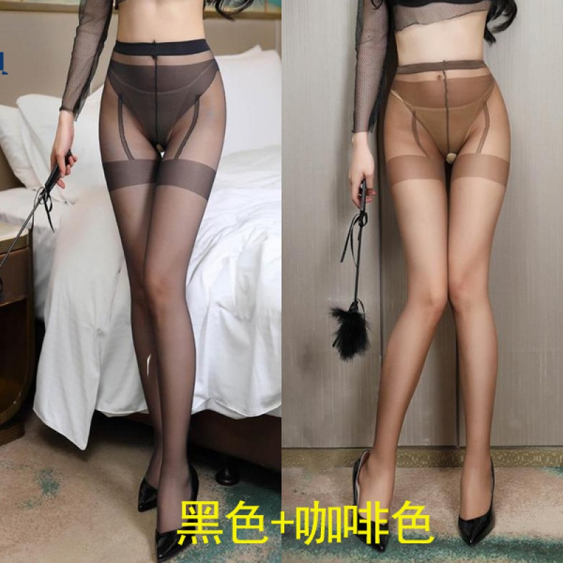 SUNTEK2双装假内裤假高筒吊带袜超薄透明开档连裤袜情趣假套装性感丝袜 自定义2条,拍下备注假内裤吊袜 均码