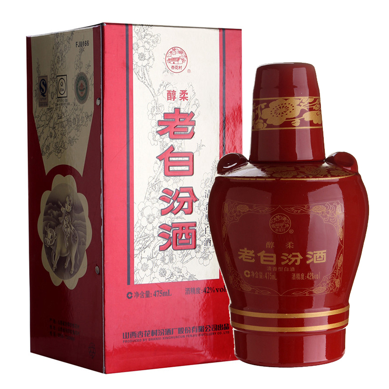 汾酒老白汾醇柔42度475ml单瓶装清香型白酒
