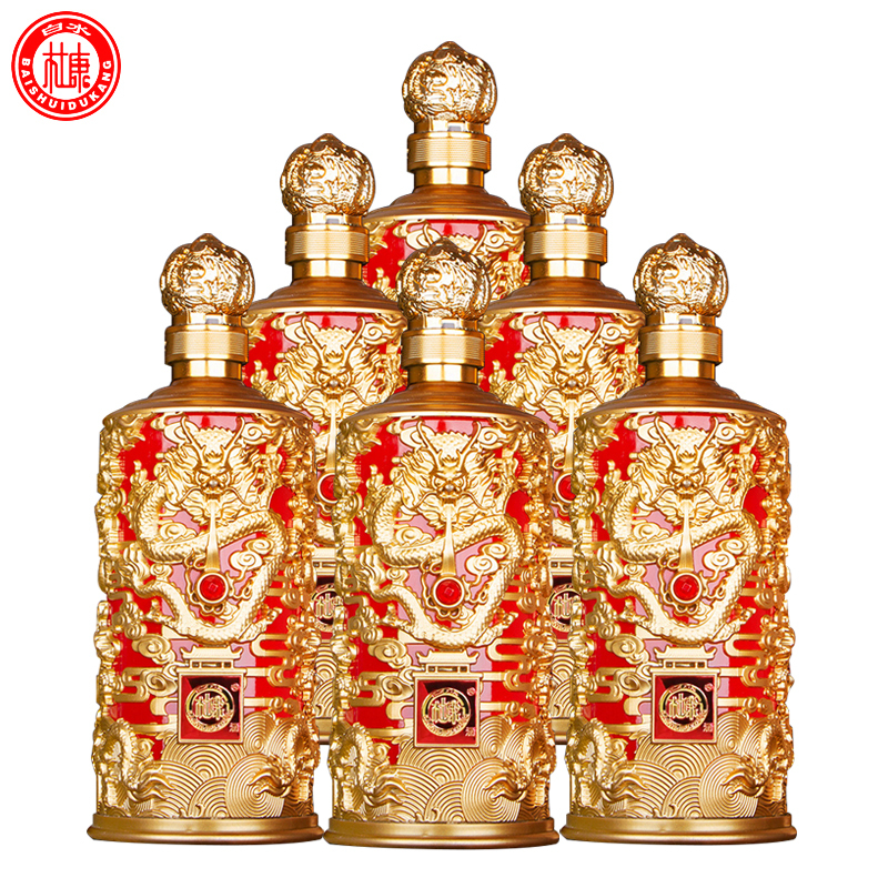 52度白水杜康年份封坛优90龙尊白酒500ml6瓶整箱装