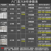 lecon/乐创珍轩 1250L商用六门冰柜厨房冰箱 四门双门展示柜冷藏立式冷冻冰柜对开门不锈钢保鲜双温冷柜冻肉柜点菜柜