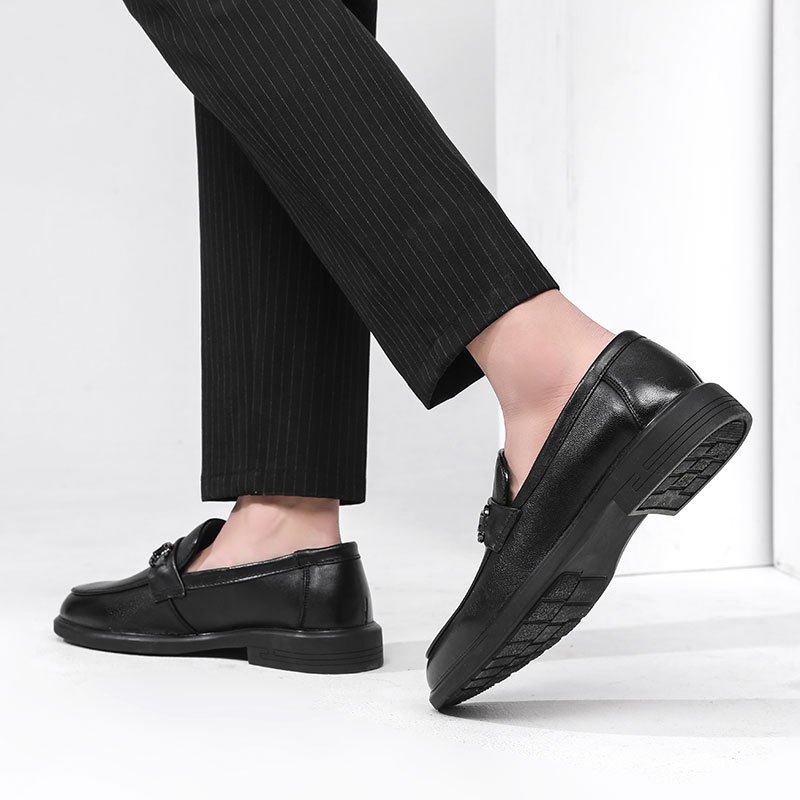 奥康秋季新款套脚商务羊皮男鞋休闲鞋男士乐福鞋真皮一脚蹬皮鞋男款