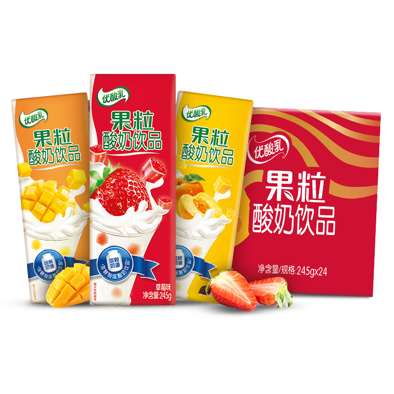 伊利 果粒优酸乳 酸奶牛奶饮品245g*24盒缤纷礼盒装 营养果味学生儿童