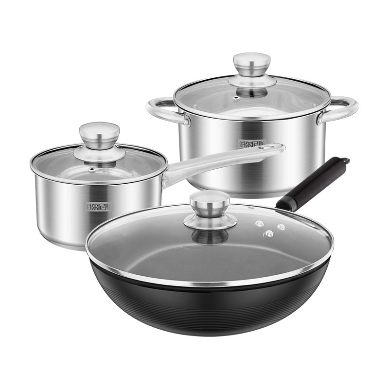 伯尔尼斯 诺尔森三件套/奶锅16CM 汤锅20CM 炒锅30cm BENS-366