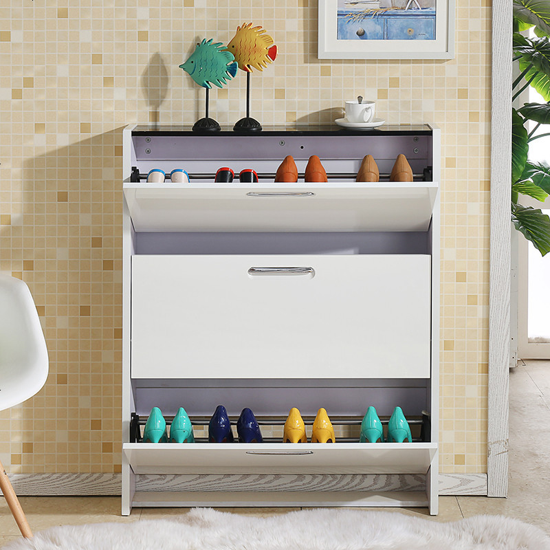 烤漆实木超薄翻斗鞋柜简约现代玄关大容量厅柜简易防尘外鞋柜视频