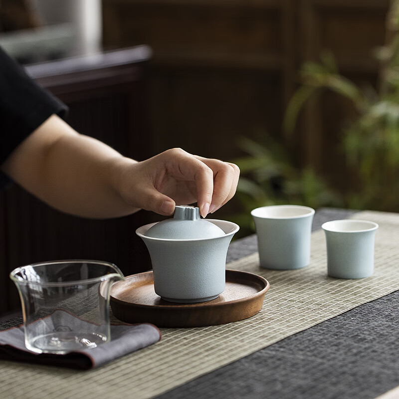 字器 福途快客旅行便携茶器一盖碗一公道两杯礼品装高清大图