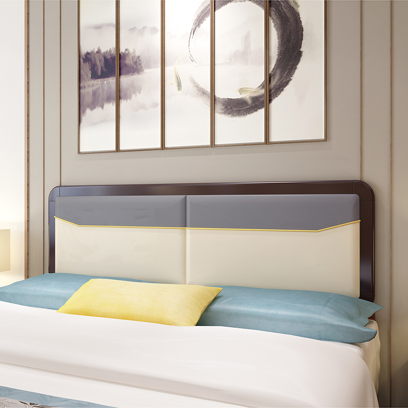 新中式实木床头板式软包简约闪电客现代18米双人床靠背板单买床头2