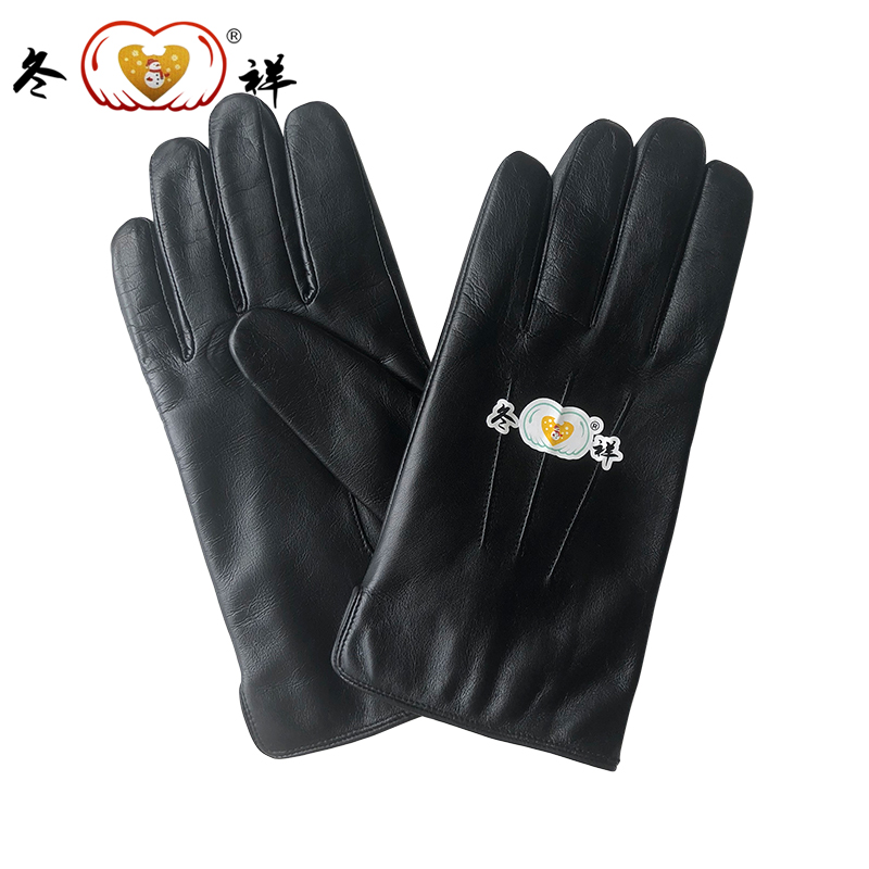 冬祥防寒手套进口羊皮薄绒里三绗缝男款五指手套一副高清大图