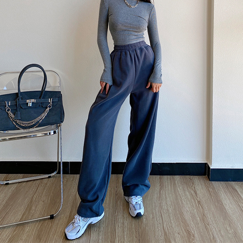 语娄微胖女生穿搭大码胖妹妹裤子美式高街休闲裤女秋冬宽松mm束脚卫裤