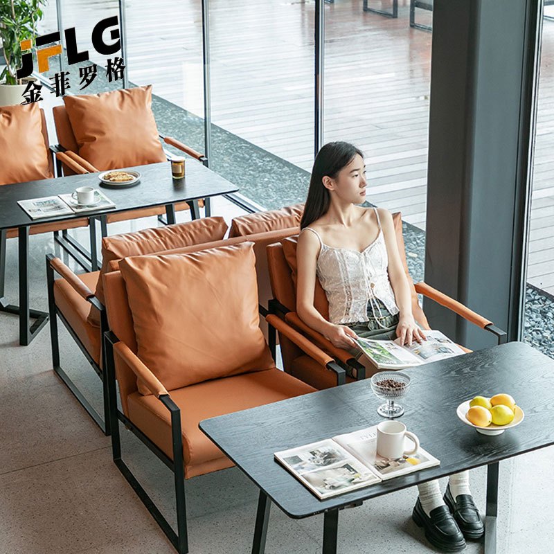 金菲罗格 休闲洽谈沙发桌椅组合 双人位x2+长桌x1-颜色备注高清大图