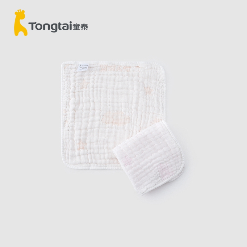 童泰(TONGTAI)2020年新款四季婴儿用品男女宝宝小毛巾口水巾六层泡泡纱方巾2块装儿童口水巾