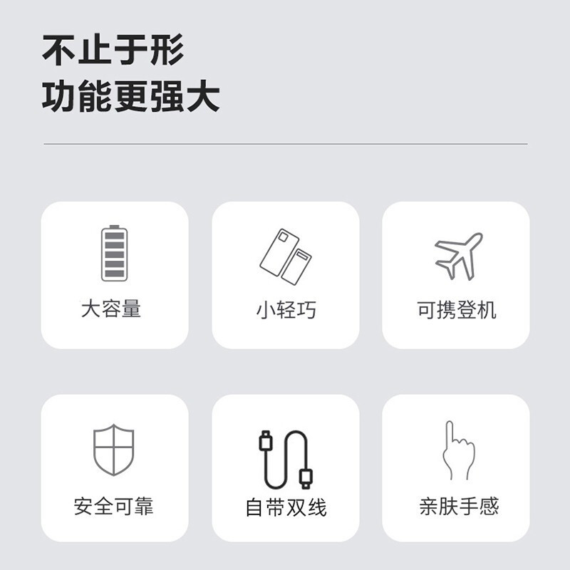 ZNNCO充电宝10000毫安时超薄小巧迷你自带线大容量快充移动电源便携苹果华为小米1WmAh手机快充版可上飞机一线三头