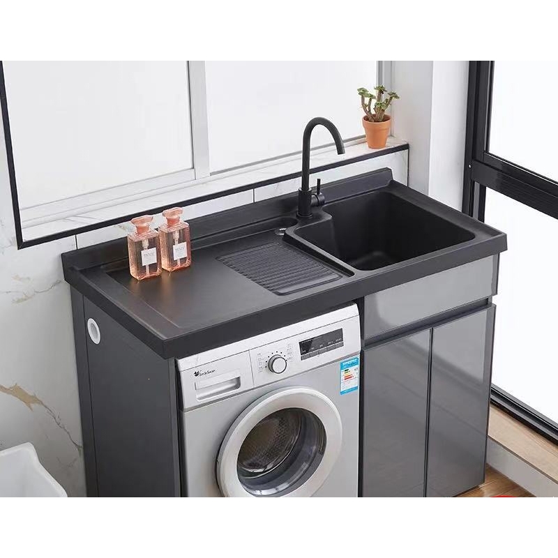 太空铝洗衣机一体柜阳台洗衣机柜古达组合带搓板台盆洗手洗脸池槽伴侣