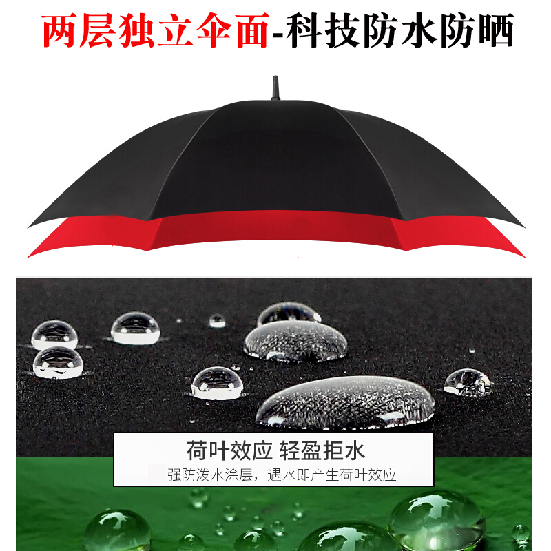 18新款自动大号长柄雨伞男女双人三人高尔夫伞双层商务定制直柄加大码