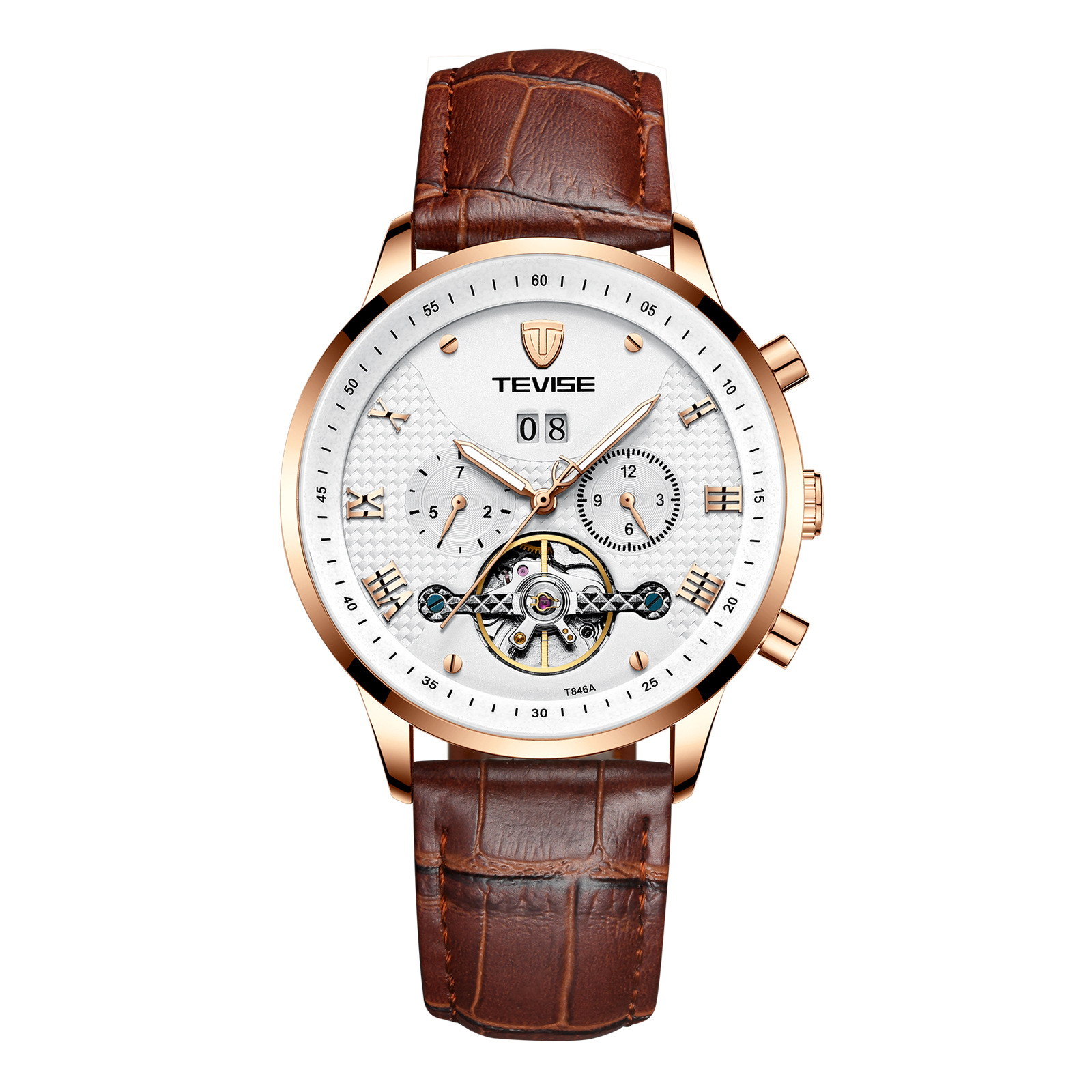 瑞士tevise特威斯品牌男士手表全自动多功能男表防水机械表简约时尚